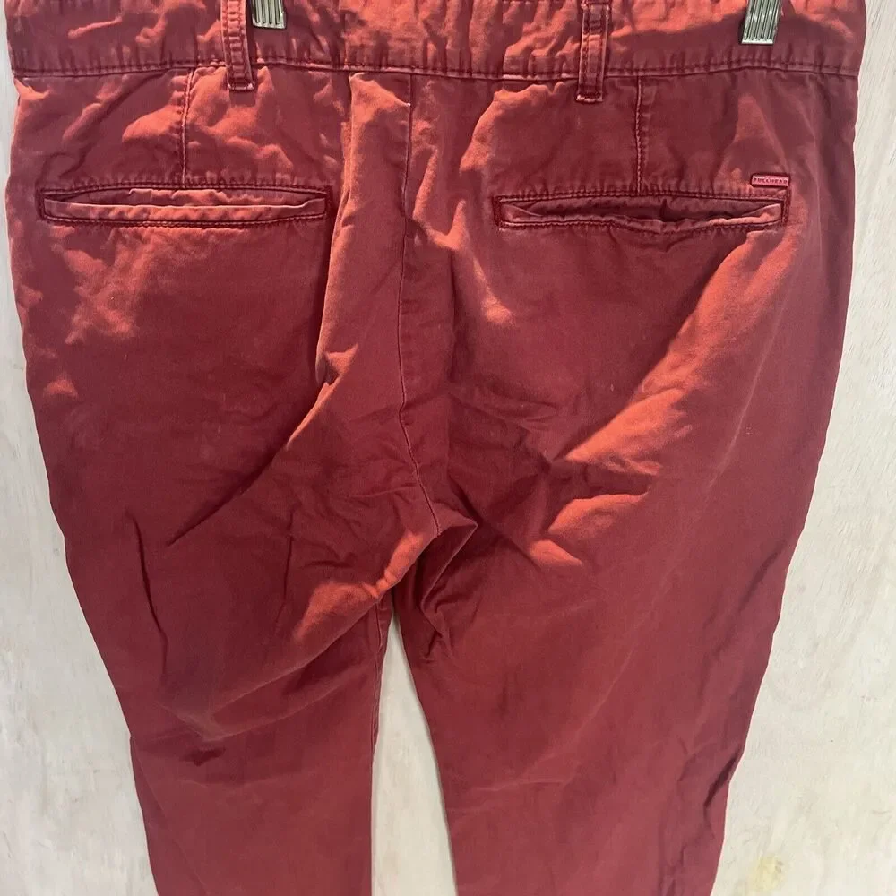 BullHead Mens size 34 Pants KHakis Slacks Skinny Chinos Red 34x32 zip pockets